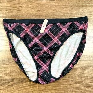 NWT - Victoria’s Secret Cotton Stretch High Leg Panties - Pink/Black Plaid